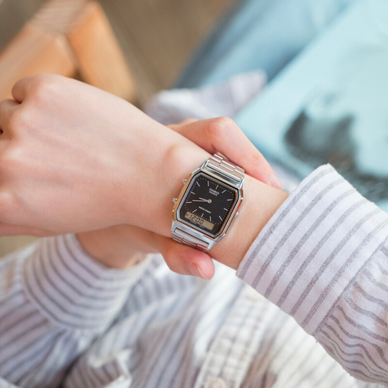 Casio Standard นาฬิกาข้อมือ ช/ญ (unisex) สายสแตนเลส รุ่น AQ-230A Sereis AQ-230A-1D AQ-230A-7D AQ-230A-7B