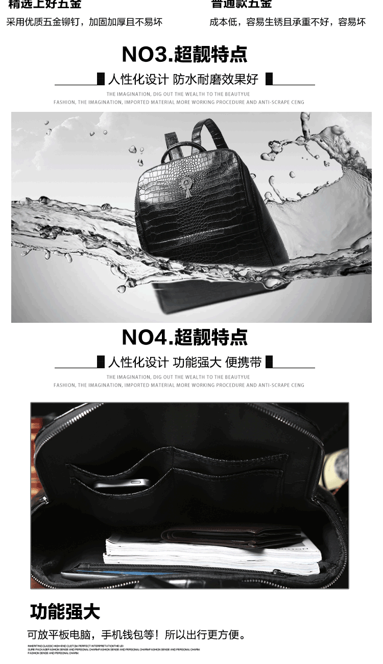 พร้อมส่ง กระเป๋าเป้สะพายหลังนักเรียน ลายหนังจระเข้ แฟขั่นเกาหลี