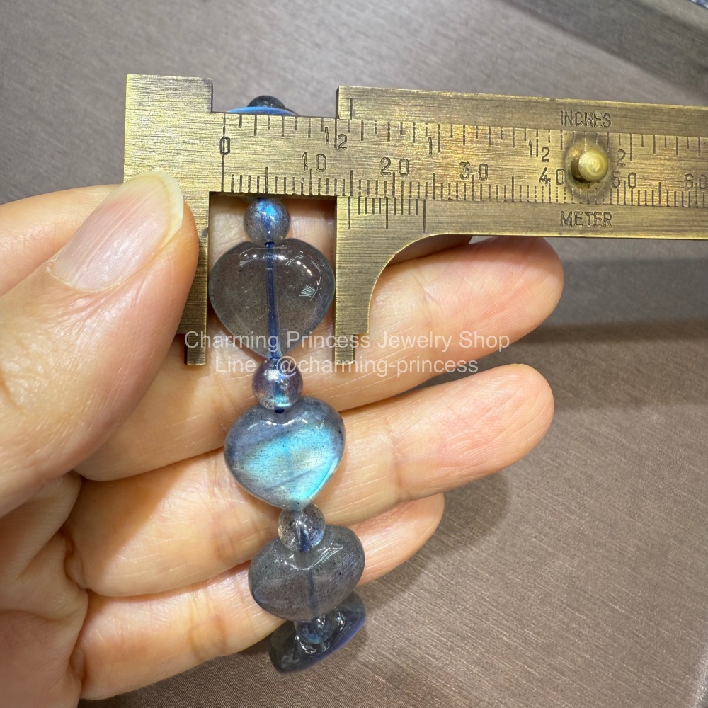Labradorite ลาบราดอไรต์ Heart Shape and Round 14&5 มม AAA ก่อให้เกิดความคิดสร้างสรรค์ และมีสมาธิ Pastel