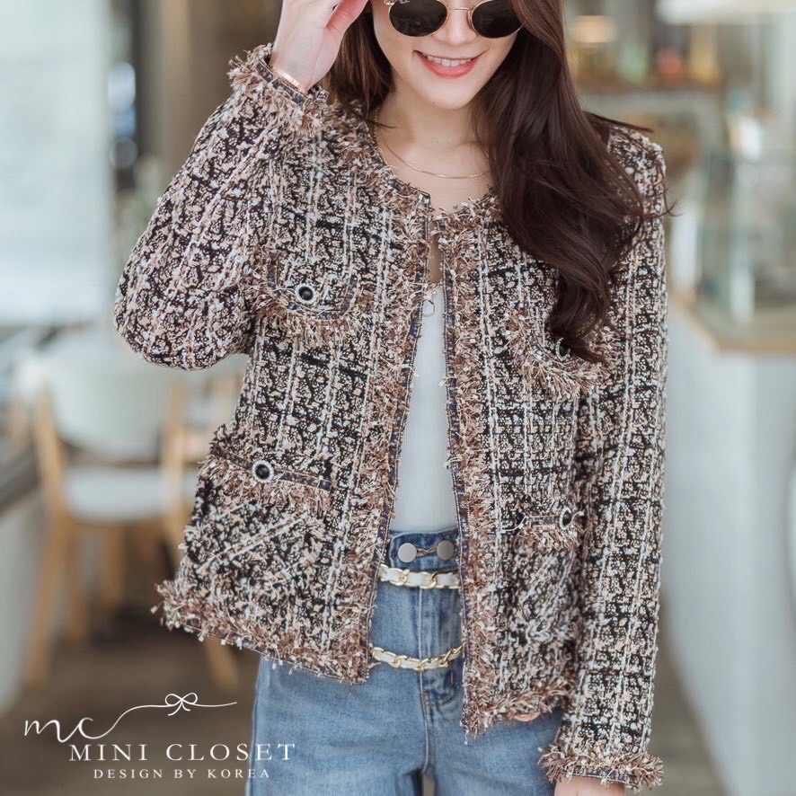 เสื้อคลุมผ้าทวีตสไตล์เกาหลี