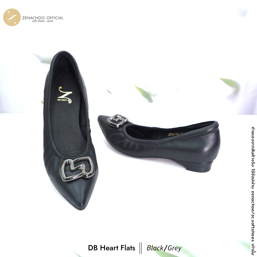 Zenachoo รุ่น DB Heart รองเท้าคัทชูหัวแหลมหน้ากว้าง หนังแกะนิ่มพิเศษ เบา ส้น 1 นิ้ว และส้นเตารีด 2 นิ้ว เปลี่ยนไซซ์ได้