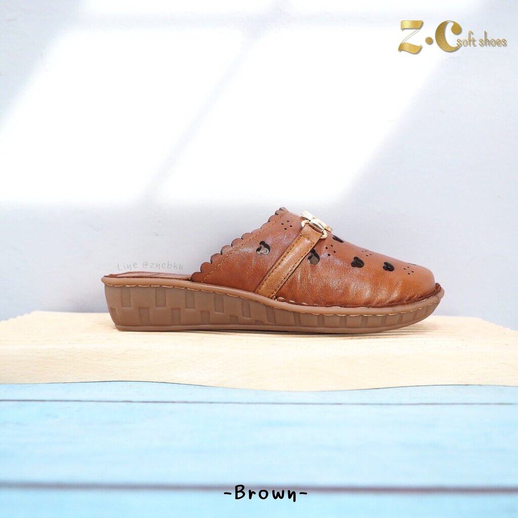 เท้ากว้างบวก 1 ไซส์ สินค้าลดราคา ไม่รับเปลี่ยน-คืน Zenachoo รองเท้าสุขภาพ Ryonh สูง 1.5 นิ้ว หนังแท้ ปิดหัวหนังนุ่ม พื้นนิ่มมาก