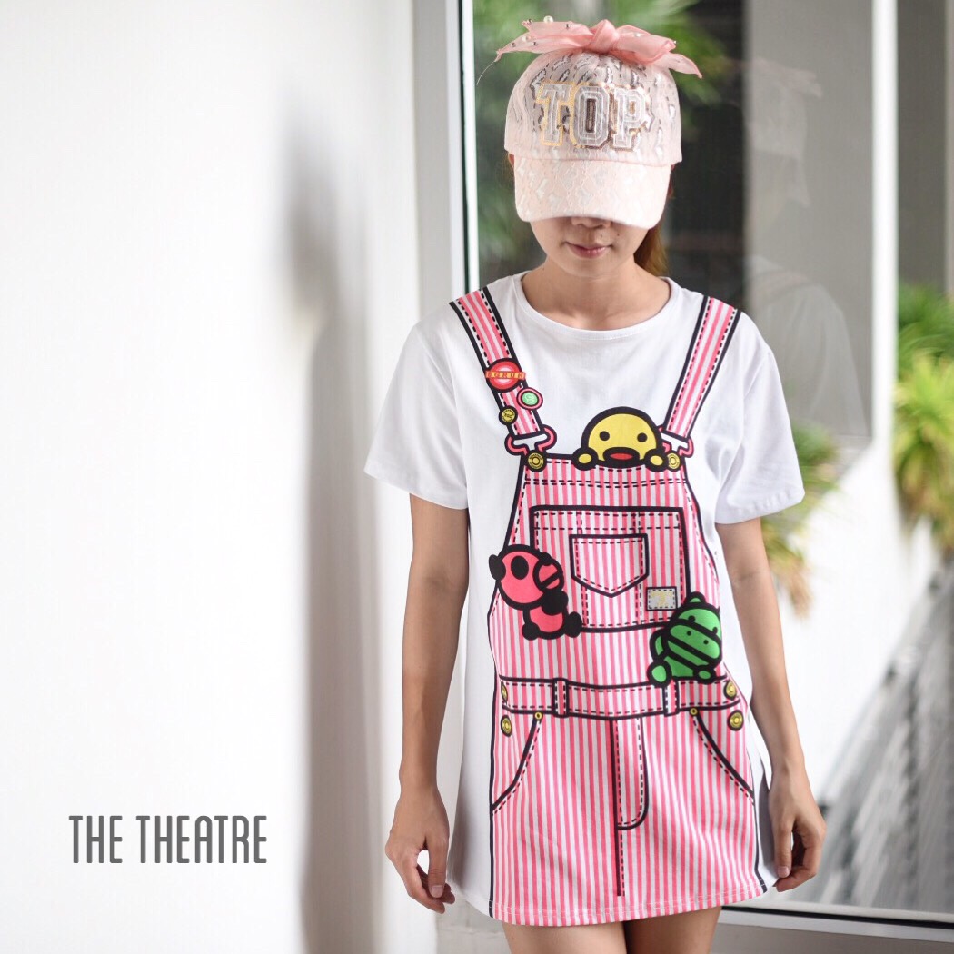 เสื้อยืดลายเอี๊ยมน่ารักเว่อ เหมือนใส่เอี๊ยมจริง น่ารักสุดๆ