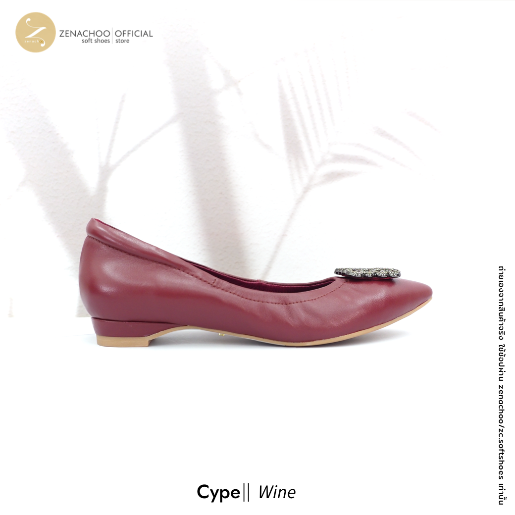 ทรงปกติ เปลี่ยนไซส์ได้-ไม่รับคืน รุ่นขายดี Zenachoo Cype flat สูง 1 นิ้ว รองเท้าหนังแกะแท้ หัวแหลมหน้ากว้าง