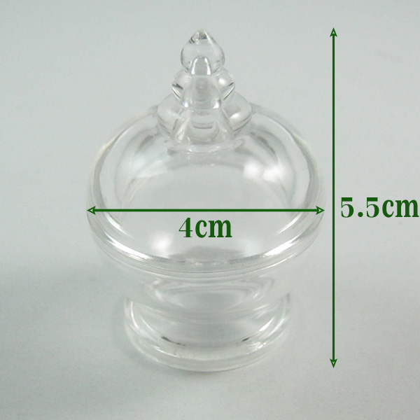 ผอบแก้ว ผอบอะคริลิค 4x5.5 cm ใส่พระธาตุ เกศา กระดูก ฝาเกลียว ทรงสวย