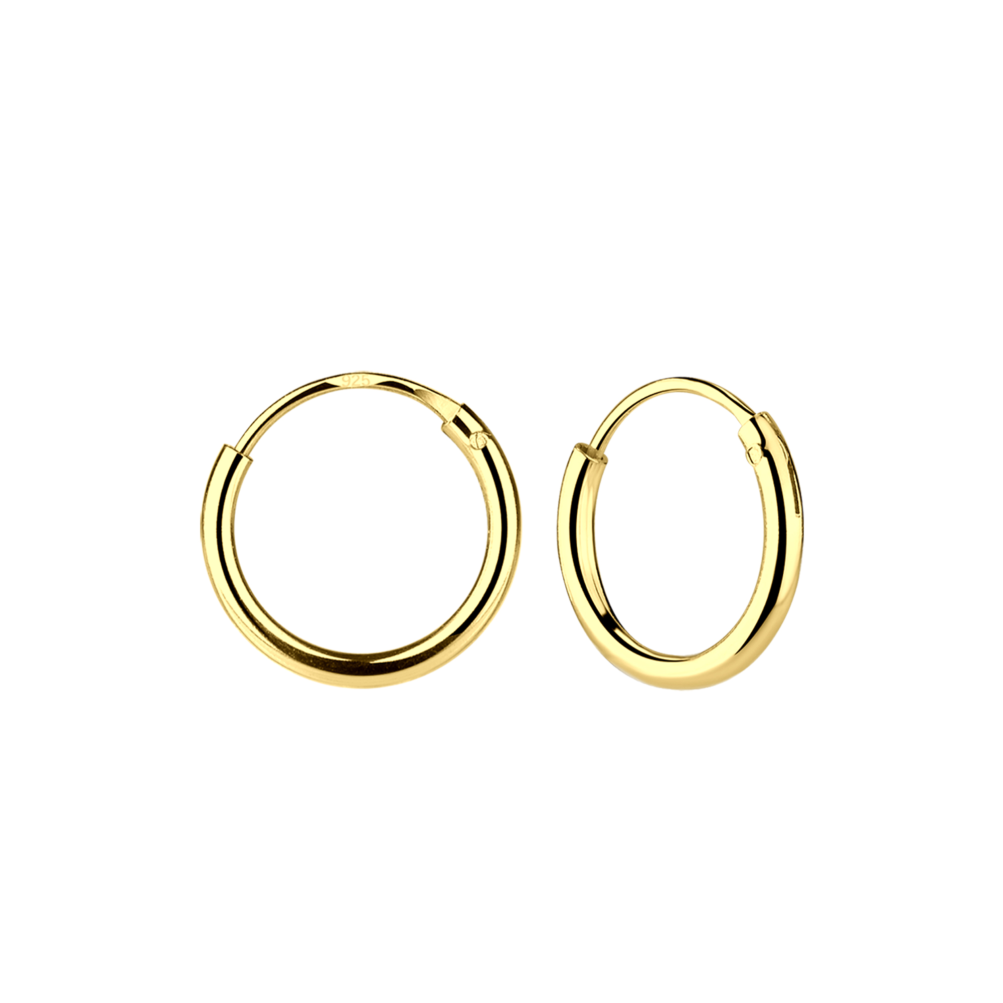 ต่างหูห่วงสำหรับผิวแพ้ง่าย เงินแท้ 92.5% Gold Hoop 12mm_ES0065