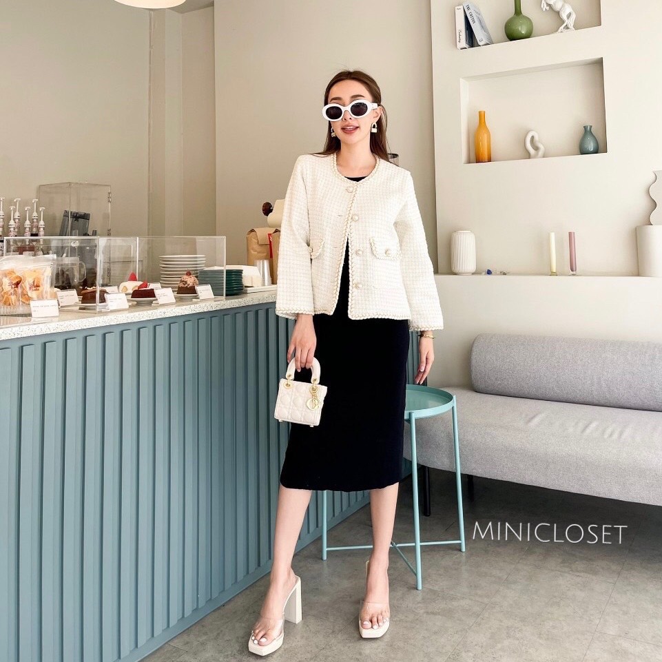 เสื้อคลุมผ้าทวีต เสื้อทวีตสไตล์ชาแนล เสื้อคลุมเรียบหรูดูแพง