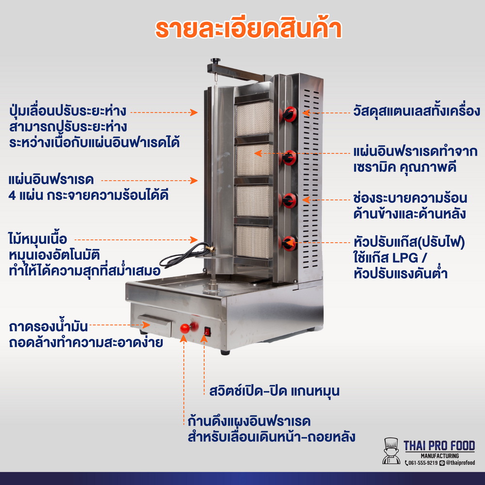 เตาเคบับ 4แผ่น อินฟราเรด (ขนาดใหญ่ที่สุด)