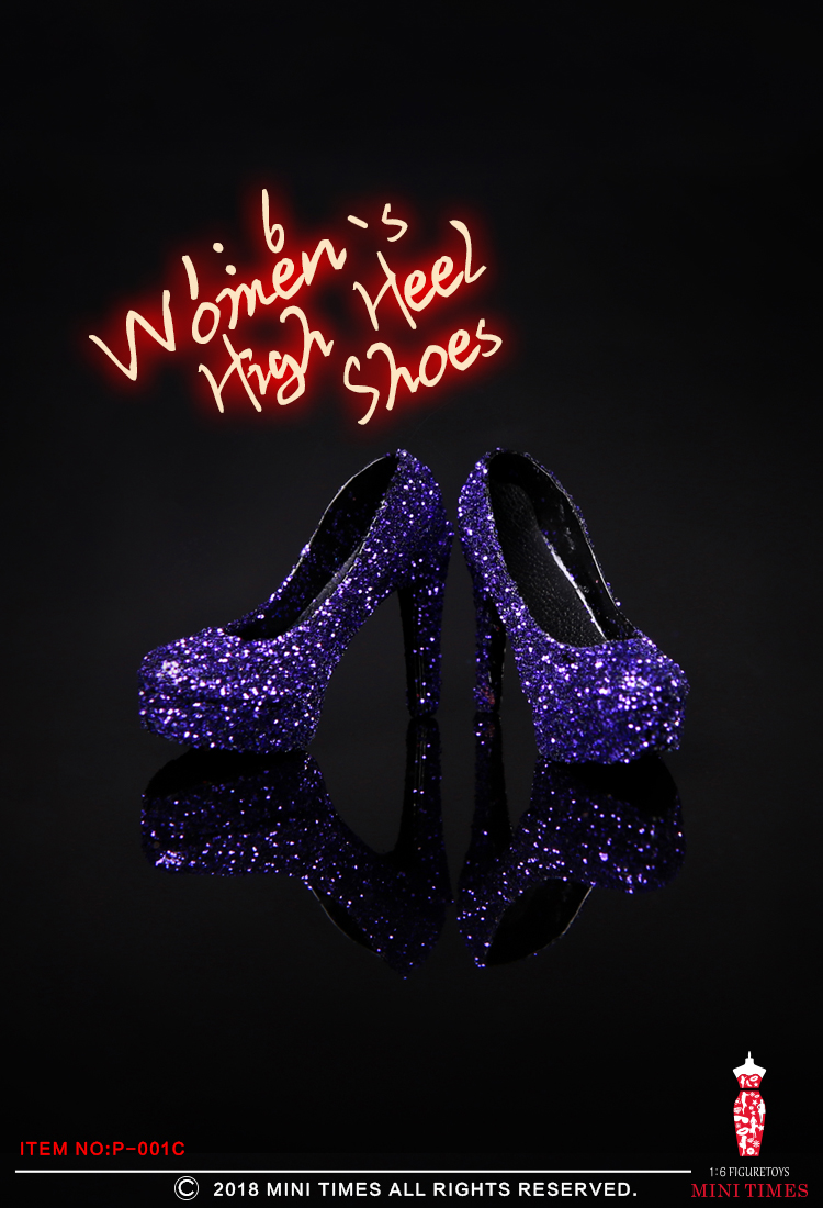 Mini Times toys P-001 Sequined gold silk crystal high heels