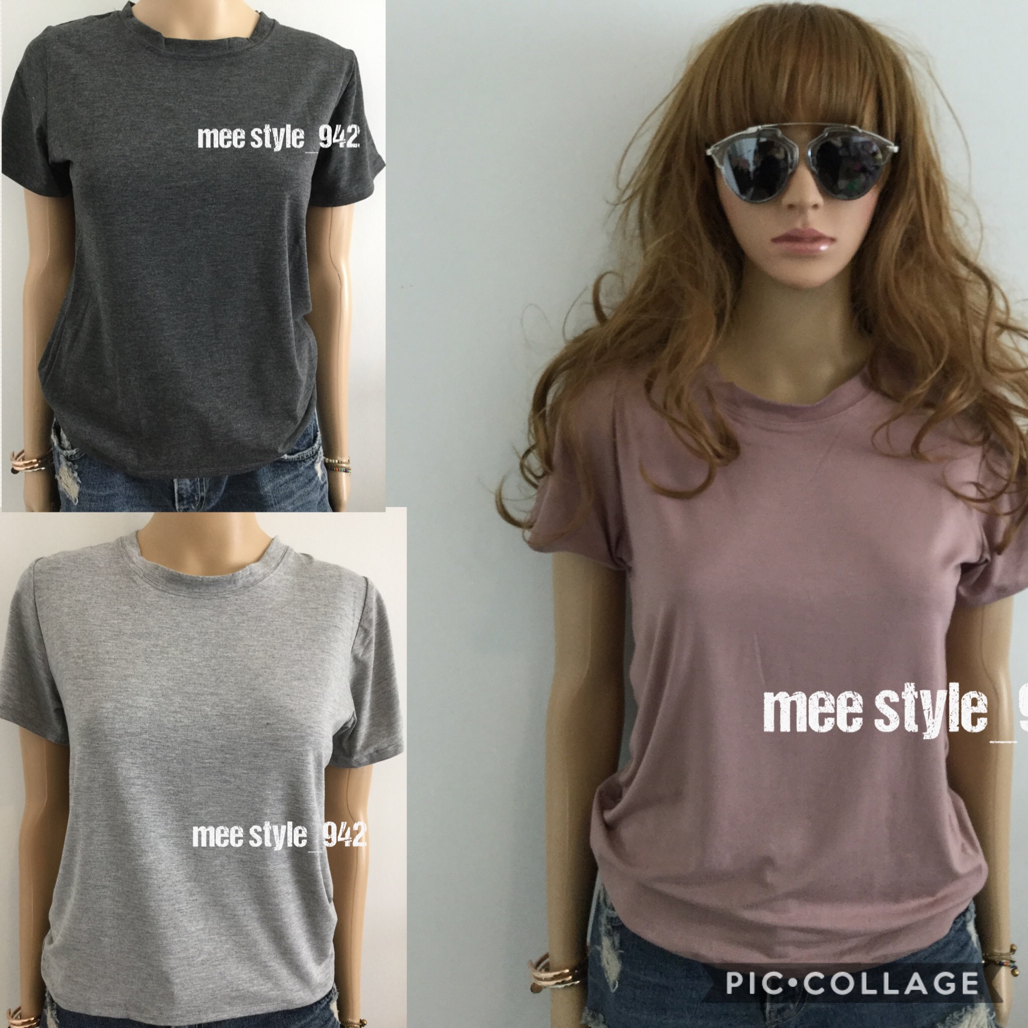 เสื้อยืดแฟชั่นสีพื้นแบบดาราใส่