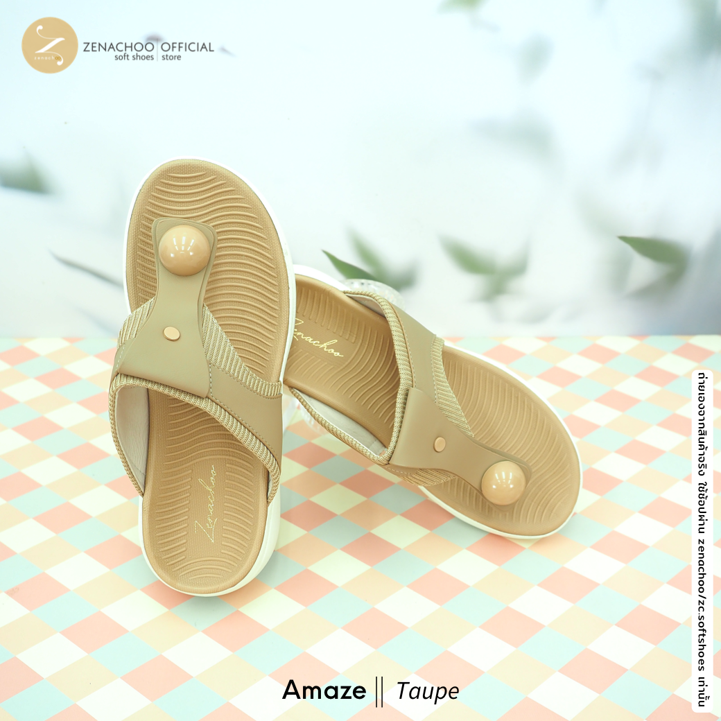 ทรงปกติ เปลี่ยนไซส์ได้-ไม่รับคืน Zenachoo รองเท้าสุขภาพ นิ่มมากแม่!! รุ่น Amaze สูง 1.5 นิ้ว รองเท้าหนีบ การันตีความนุ่มสบาย