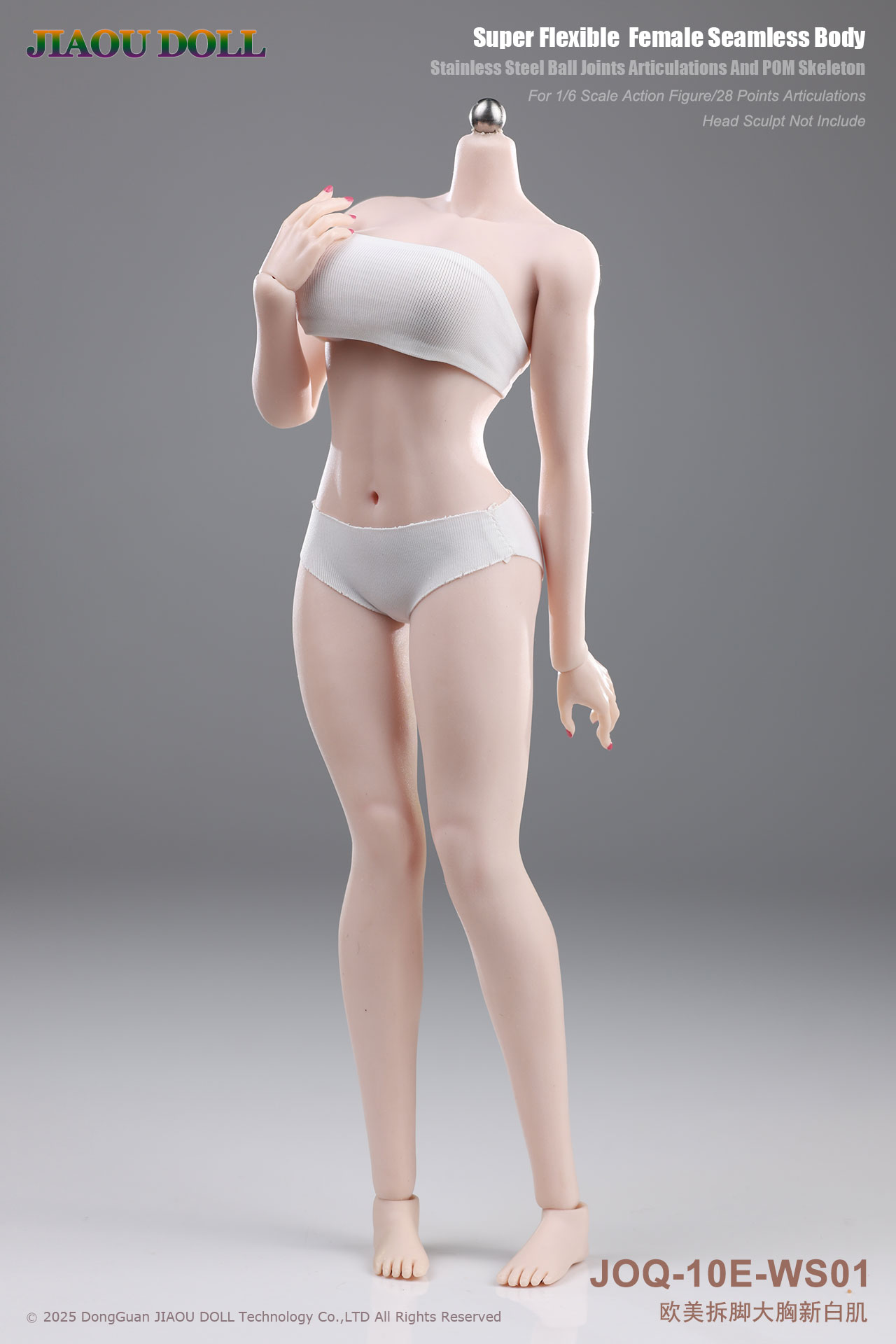 JIAOUDOLL JOQ-10E 1/6 Super Flexible Female Seamless Body Detachable Feet Lager Breasts Without Head