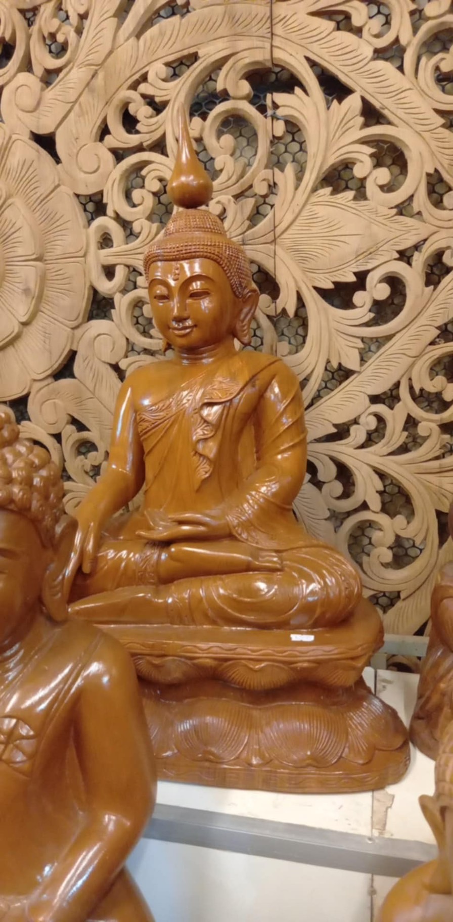 พระไม้สักทองแกะสลัก ปางปฏิบัติธรรม หน้าตัก15นิ้ว