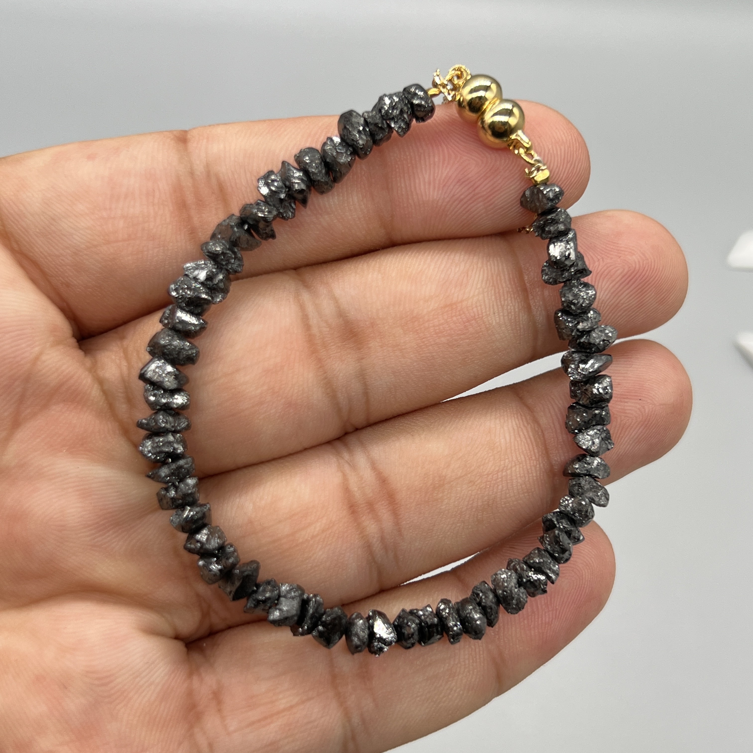 Black Diamond 4.5-5 mm สร้อยข้อมือ แบล็คไดมอนด์ สร้อยข้อมือเพชรแท้สีดำ