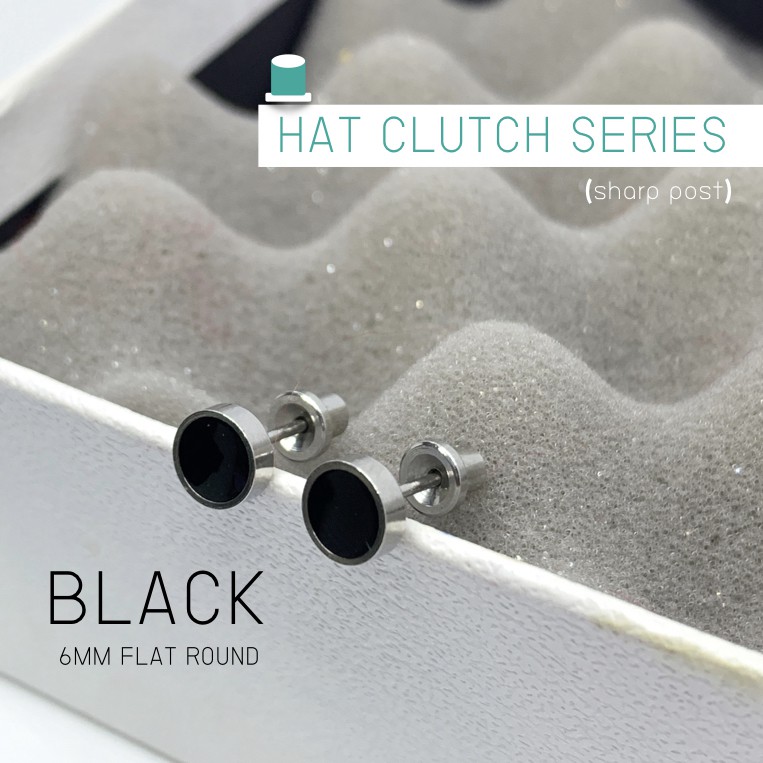 (สำหรับเจาะที่ร้านเท่านั้น)แป้นหมวก สแตนเลสเกรดการแพทย์ Black flat แพคเกจปลอดเชื้อ ปลอดภัย100%