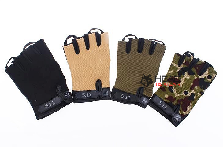 ถุงมือครึ่งนิ้ว 5.11 : ลายพรางเขียว Camouflage รหัส GT016