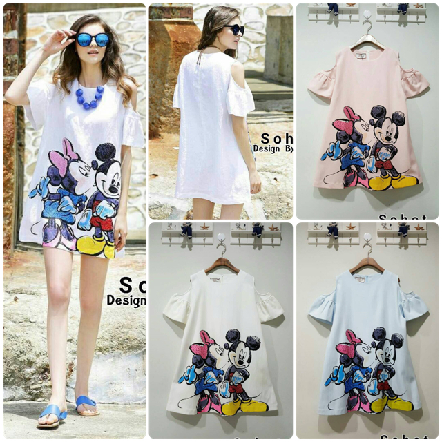 New Arrival เดรสมิกกี้เม้าท์น่ารักฝุดๆ คร้า เดรสผ้าเนื้อลินินด้านในรัดซับติดกับตัวผ้าไม่บางค่ะ เนื้อดีมากๆ ขอบอก ดีเทลแขนเว้าปลายแขนระบาย สกรีนลายมิกกี้เม้าท์ประดับเพชรสีๆ อย่างดี สาวๆ ห้ามพลาดนะค่ะงานจริงสวยมว๊ากกก