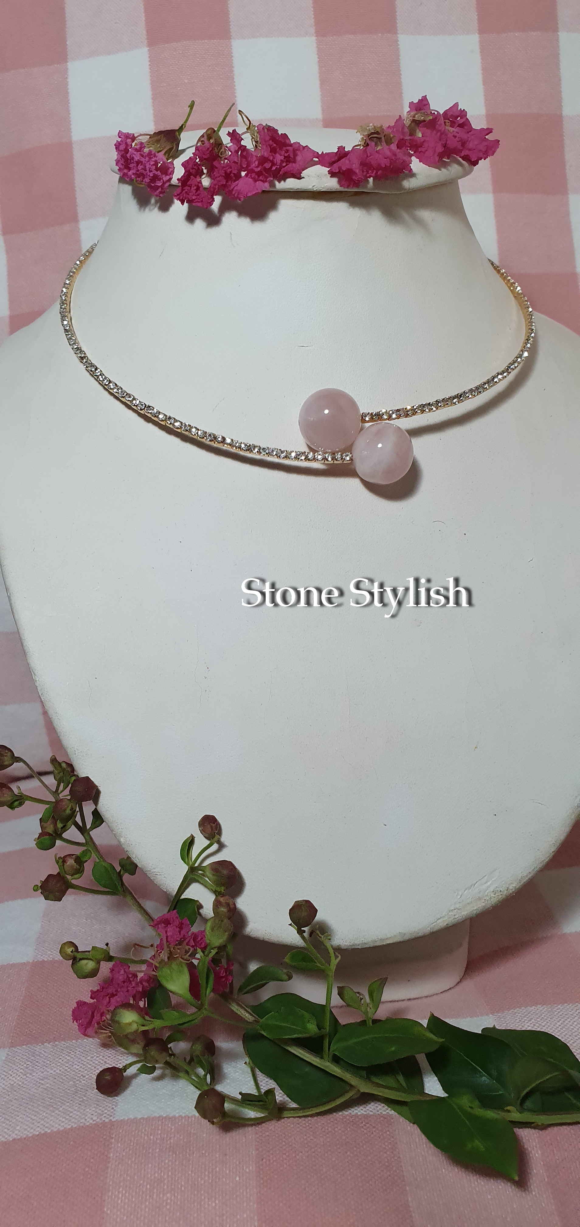 สร้อยคอโรสควอทซ์ #Rose Quartz Necklace