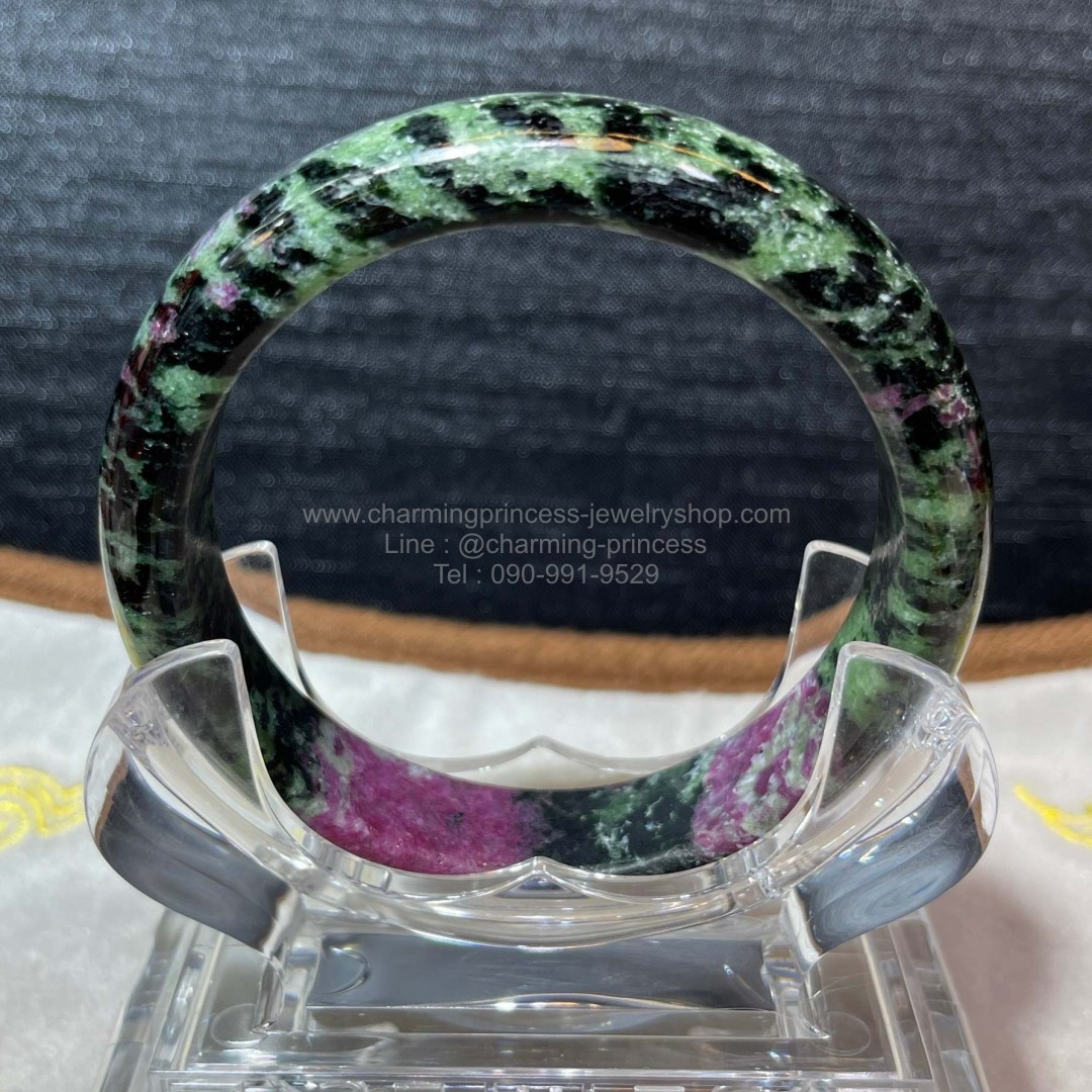 Ruby Zoisite, Anyolite Bangle กำไลข้อมือ รูบี้ซอยไซท์, เอนิโอไลต์ มีความเชื่อมั่นในเองและมีชีวิตตามที่คุณต้องการ ขนาด ความกว้างวงใน 60.5 มม