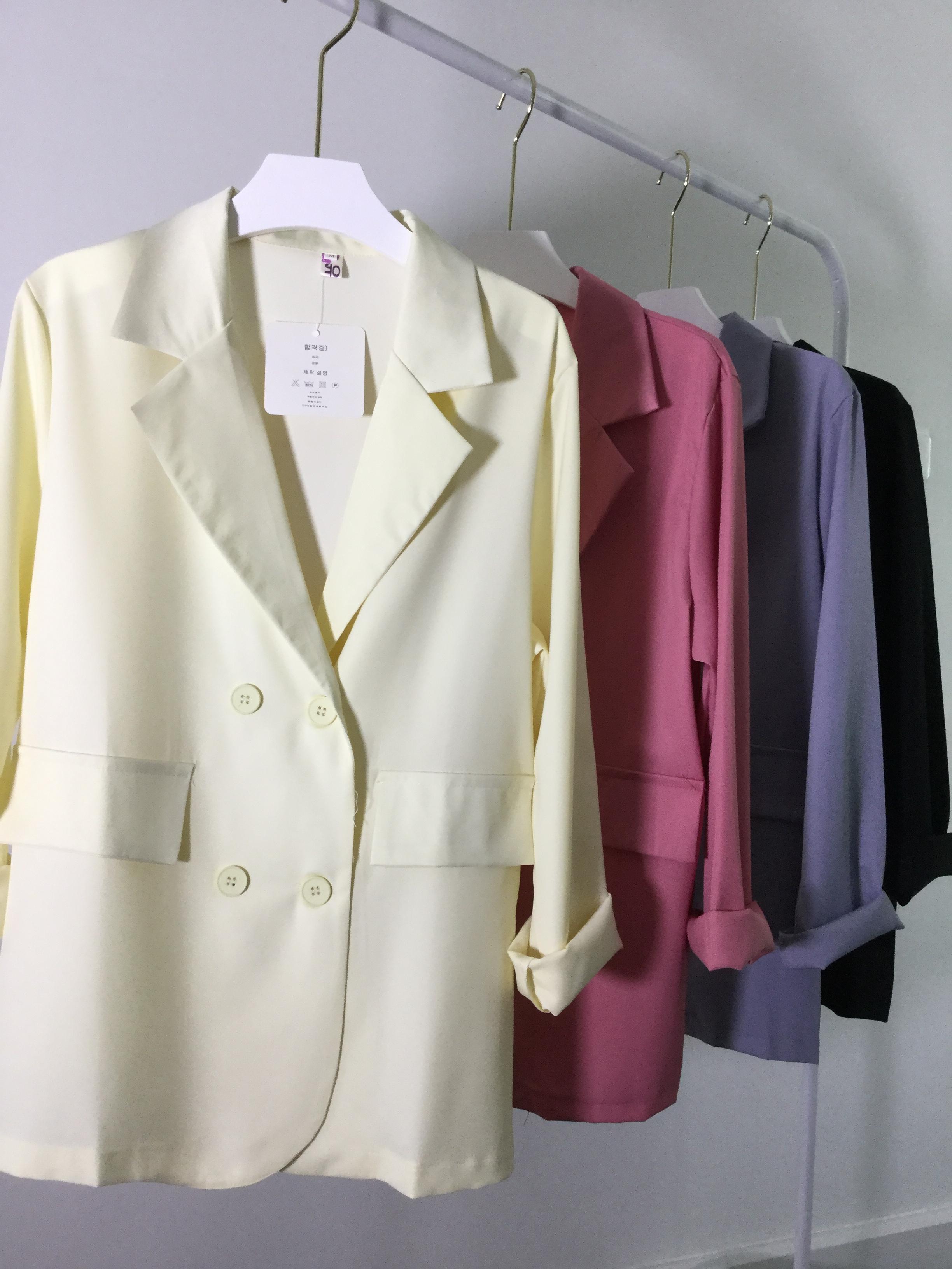 เสื้อสูททรงหลวมสไตล์เกาหลี ผ้าลื่นรีดง่าย