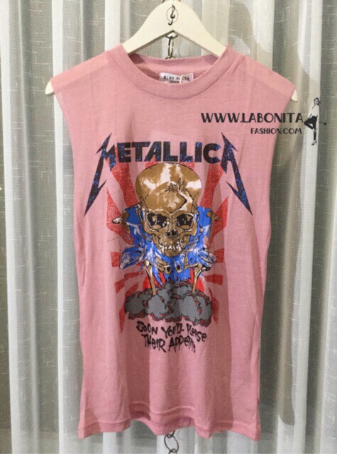 METALLICA เสื้อหัวกระโหลกผู้หญิง เสื้อแขนกุดผ้าบางเฉียบ