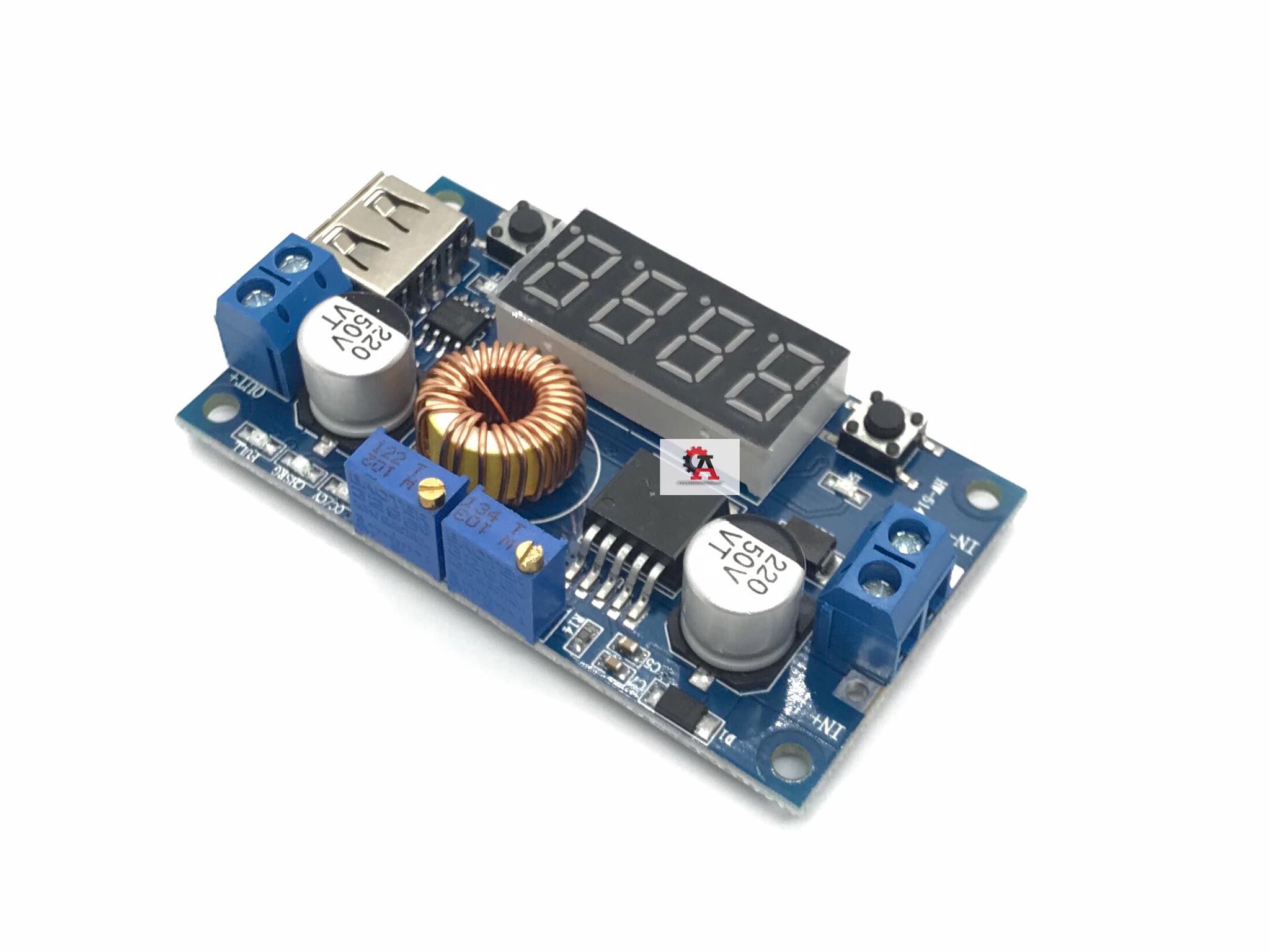 DC-DC Step Down Converter 5-36V to 1.25-32V 5A (XL4015) โมดูลแปลงไฟลงพร้อมหน้าจอและพอร์ต USB สต็อกไทยส่งไว
