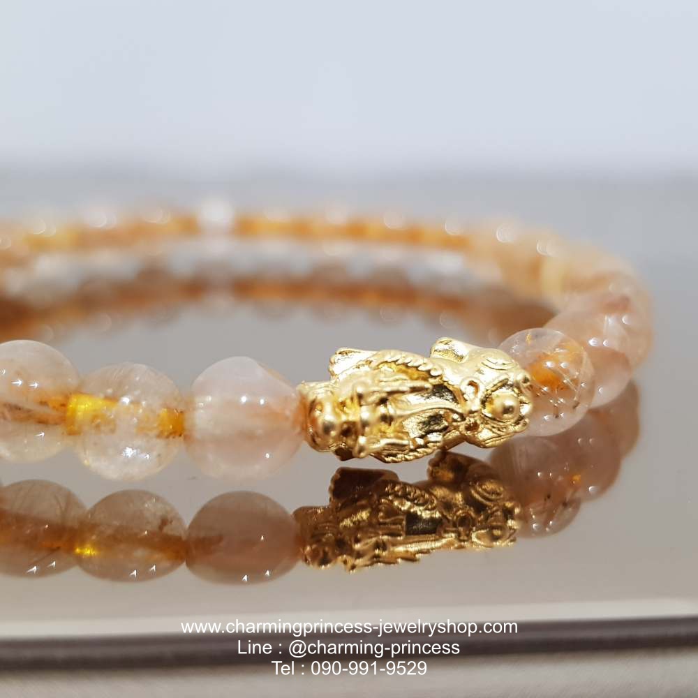 ไหมทอง 6 มม ปี่เซี๊ยะ ทองคำแท้ 99.99%