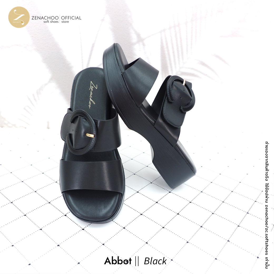 พื้นนิ่มมาก ใส่สบายสุด ทรงปกติ เปลี่ยนไซส์ได้-ไม่รับคืน Zenachoo Abbot สูง 2 นิ้ว รองเท้าหนัง สังเคราะห์
