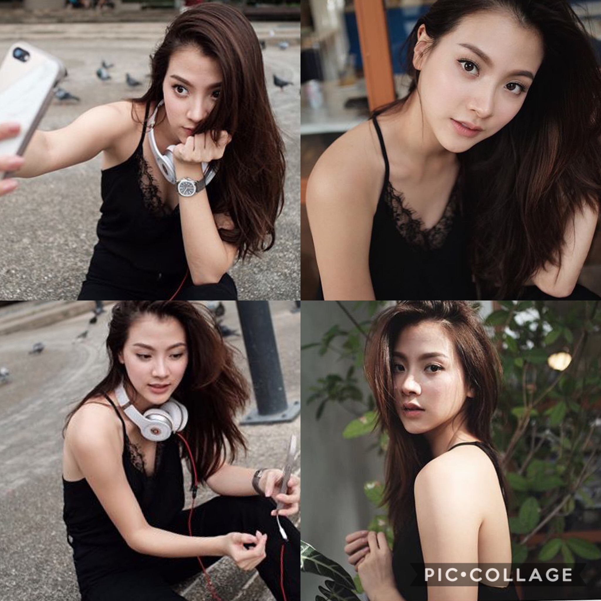 เสื้อสายเดี่ยวผ้ากำหยี่แซมลูกไม้แบบดาราใส่