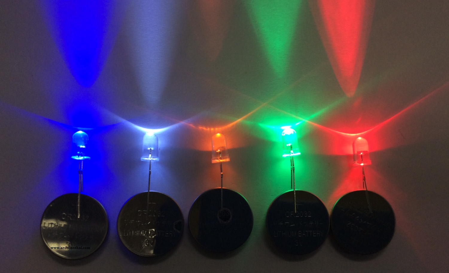 5mm LED Pack (ขาว,แดง,เขียว,ส้ม,น้ำเงิน)