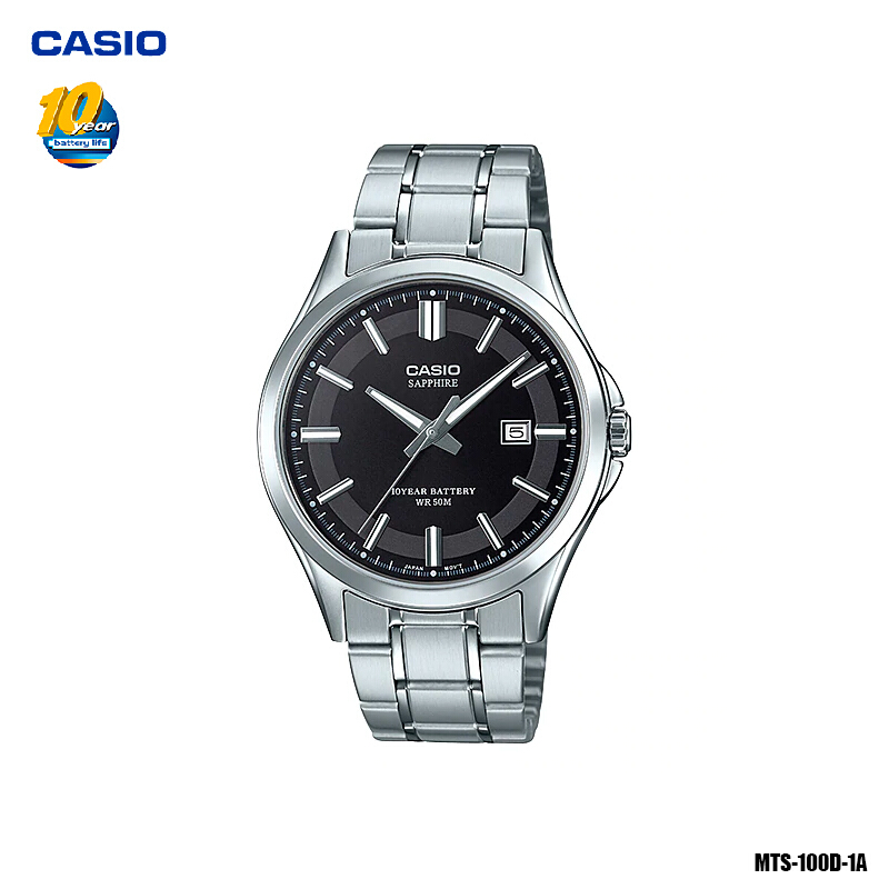 Casio นาฬิกาข้อมือ ผู้ชาย สายสเตนเลสสตีล กระจก Sapphire รุ่น MTS-100D MTS-100L MTS-100L-7A MTS-100D-1A MTS-100D-2A MTS-100D-7A
