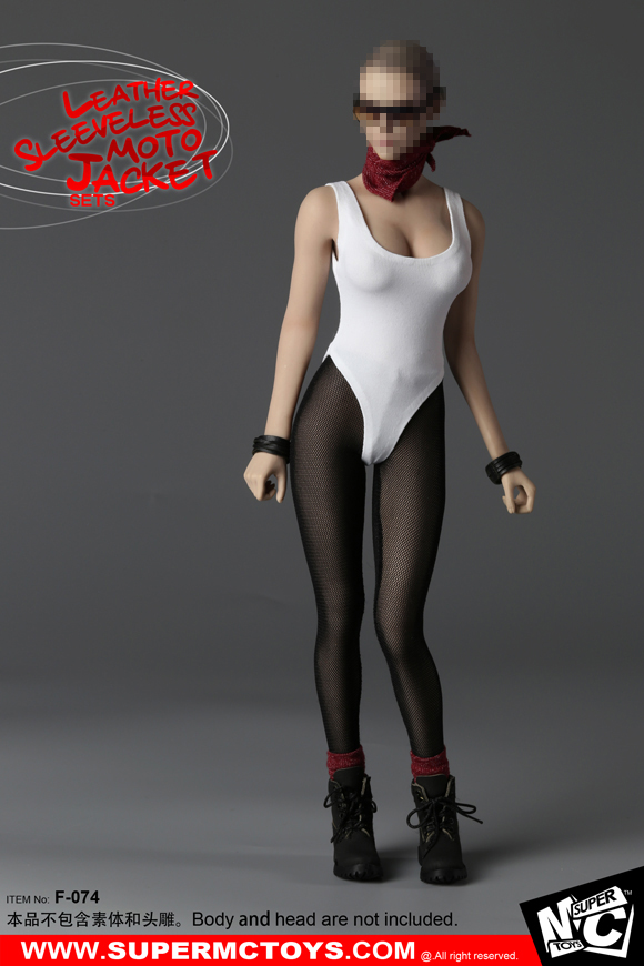 SuperMCTOYS F-074 Leather Sleeveless Moto Jacket Sets