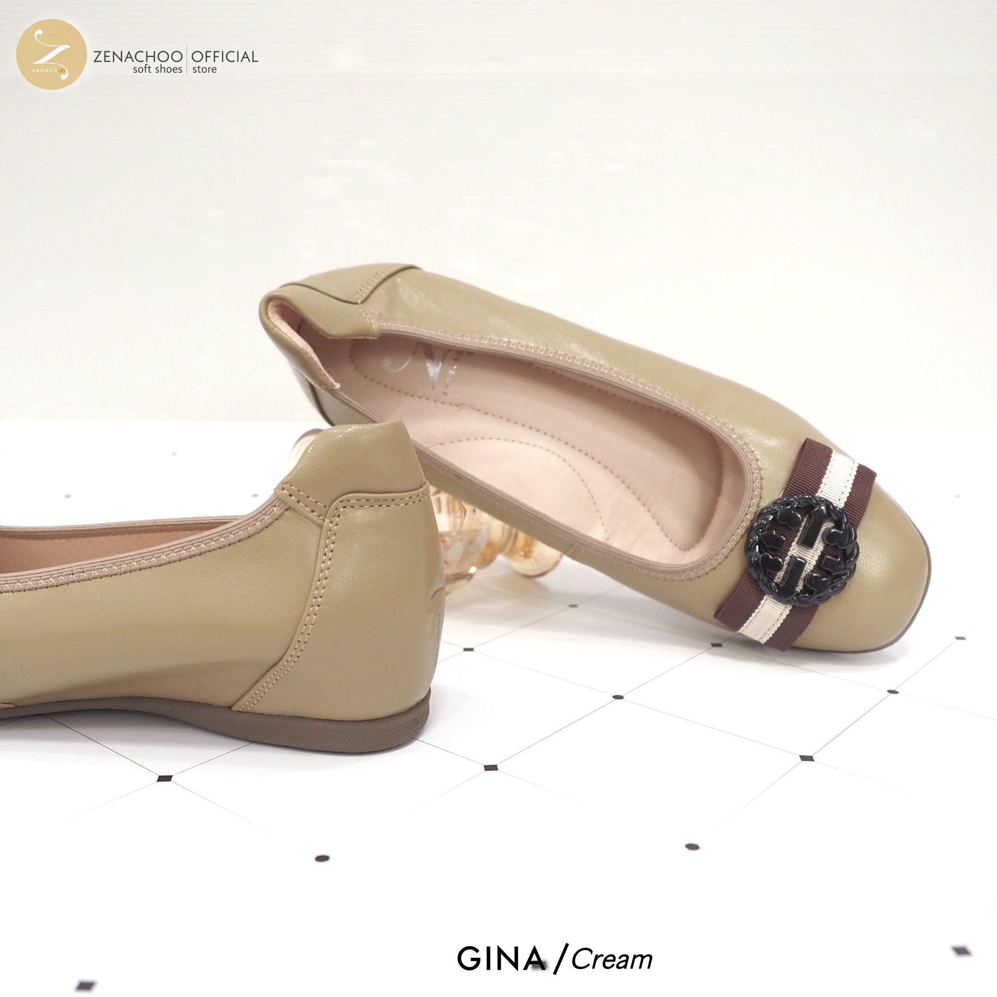 ทรงปกติ สินค้าลดราคา ไม่รับเปลี่ยน-คืน ทุกกรณึ Zenachoo รุ่น Gina เสริมส้นด้านในสูง1.5 นิ้ว รองเท้าหนังแกะแท้ หนังนุ่มมาก มีหลายสีให้เลือก