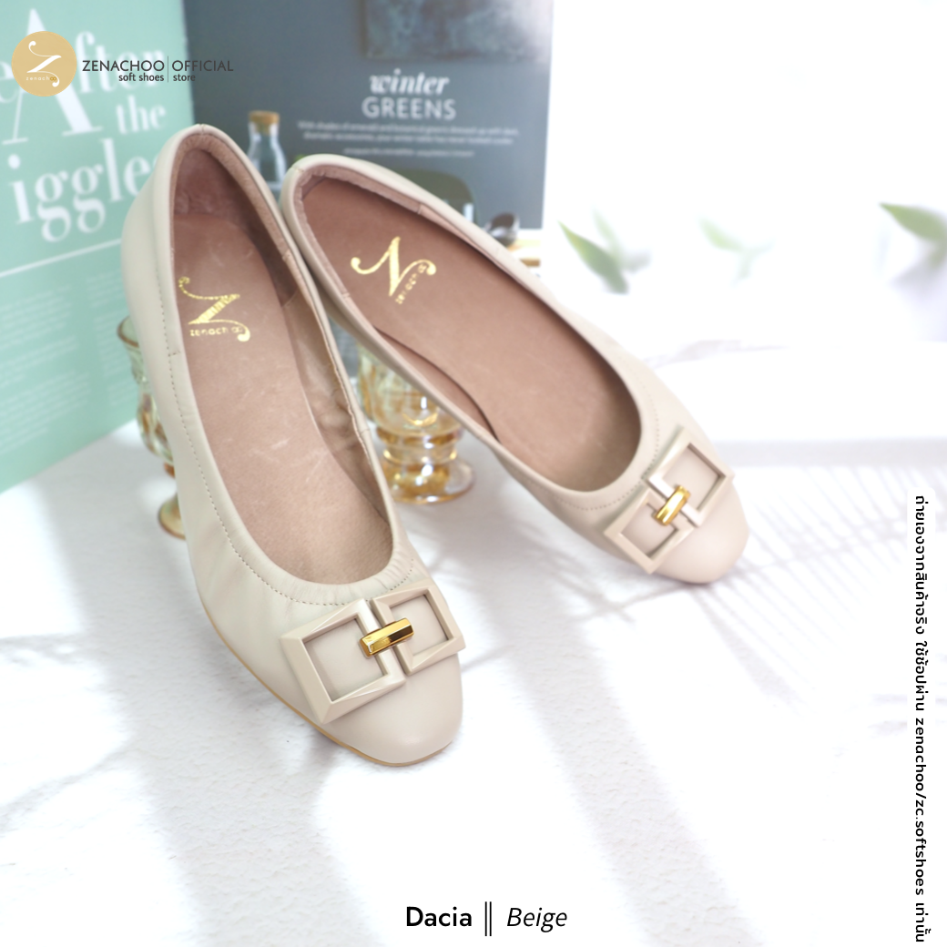 รองเท้าคัชชูหัวมน หนังแกะแท้ ทรงFlat หนังแกะนิ่ม Dacia flat สูง 1 นิ้ว ใส่สบาย ทรงปกติ เปลี่ยนไซซ์ได้ ไม่รับคืนสินทุกกรณี