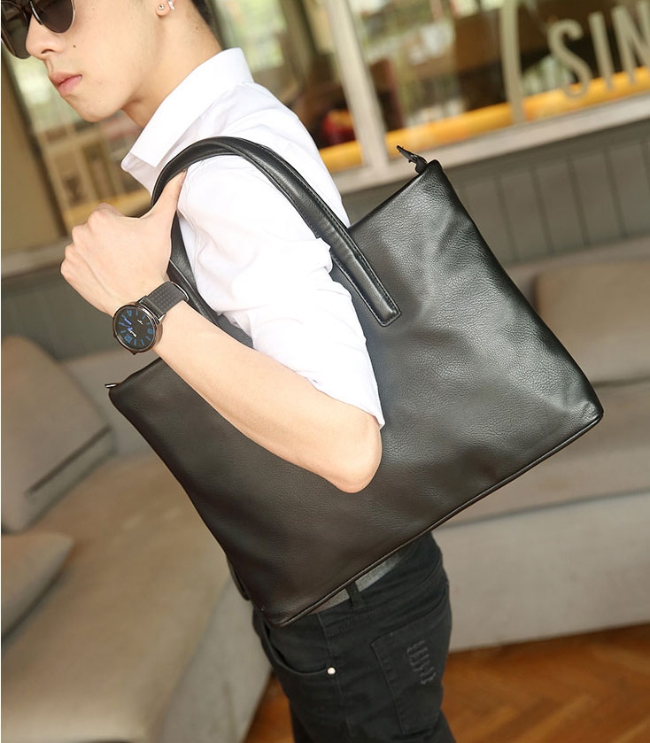 พร้อมส่ง กระเป๋าถือและสะพายไหล่ผู้ชายนักธุรกิจ ใส่เอกสาร หนังสือ ใส่คอมพิวเตอร์ 13 นิ้ว แบบเรียบง่าย แฟขั่นเกาหลี