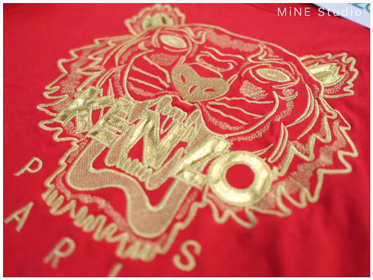 KENZO T-Shirt Gold limited เสื้อยืดKENZO สีแดง ปักลายหน้าเสือ สีทอง