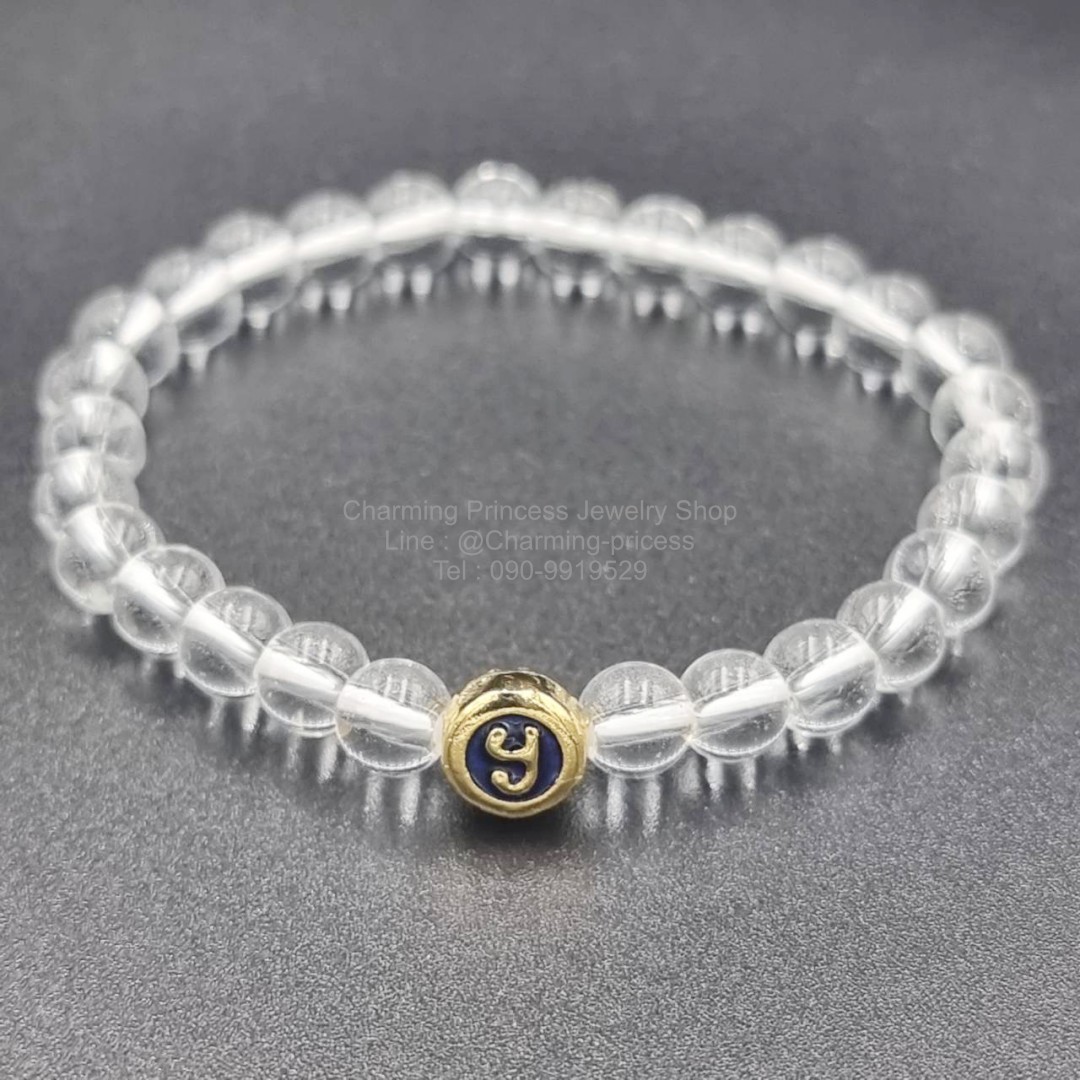 หัวนะโมเสาร์ห้า และพระพิฆเนศ เทพเจ้าแห่งความสําเร็จ ร้อยพร้อม Crystal or Clear Quartz คริสตัลควอตซ์ หินควอตซ์ สีขาวใส 6 mm