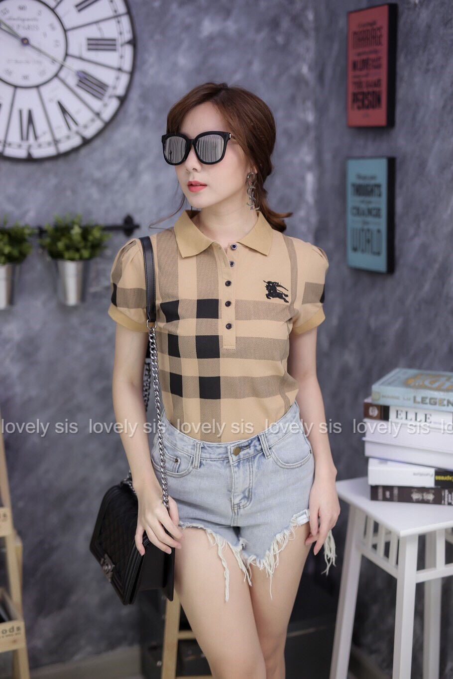 เสื้อโปโลแขนตุ๊กตา ลายแบรนด์ burberry