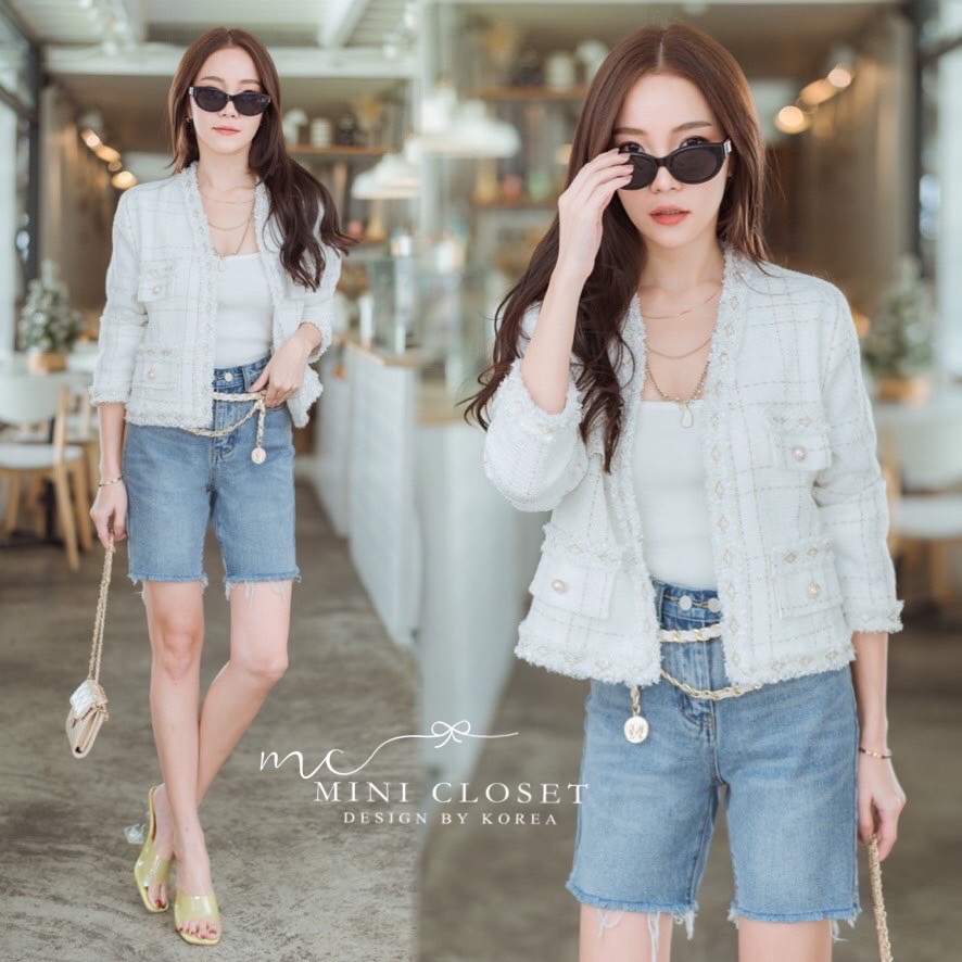 เสื้อคลุมผ้าทวีตเกาหลี ส่งฟรี