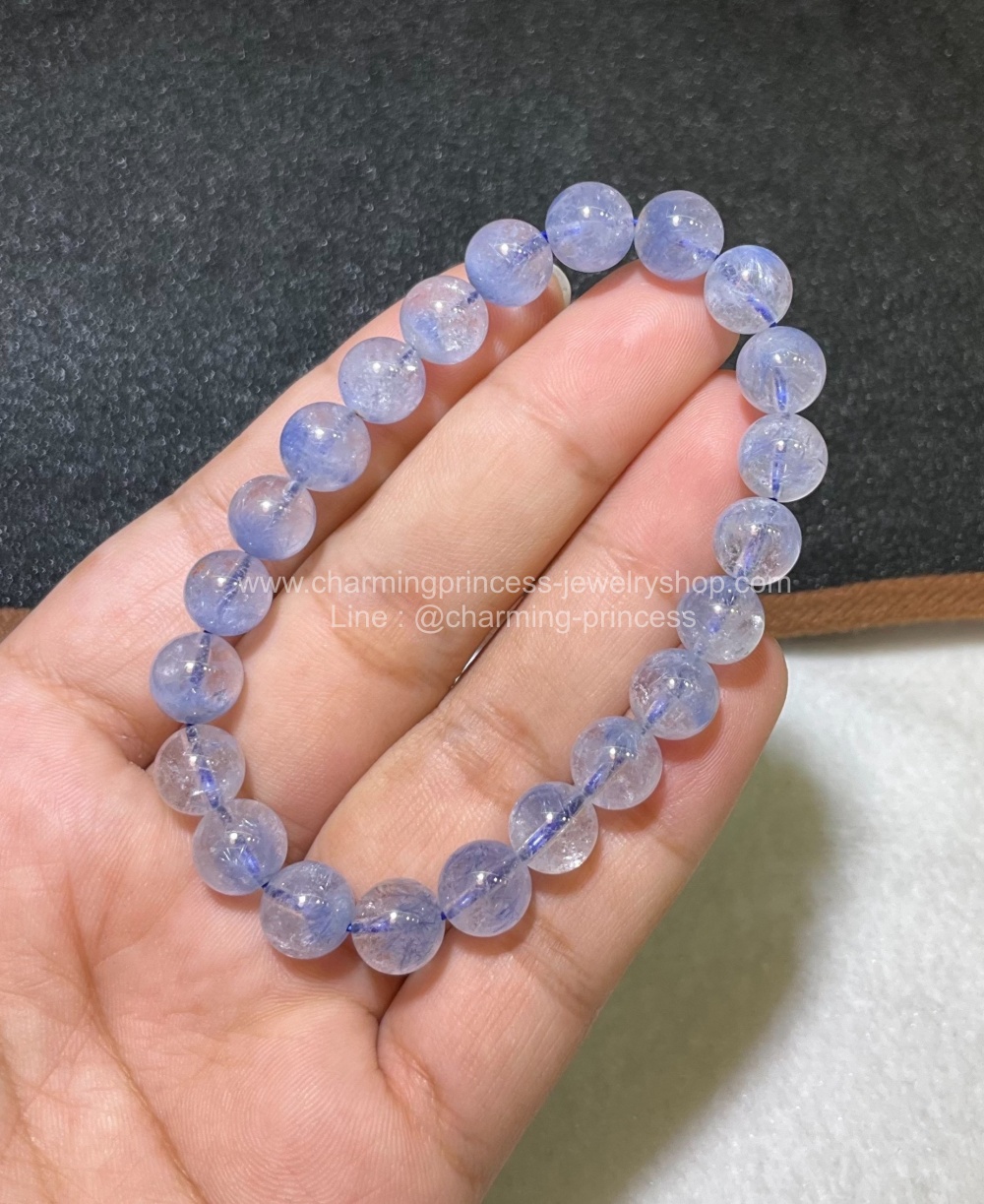 Blue Dumortierite Quartz ดูมอร์เทอไรต์ 8.7 mm AAA+ ใสสวย