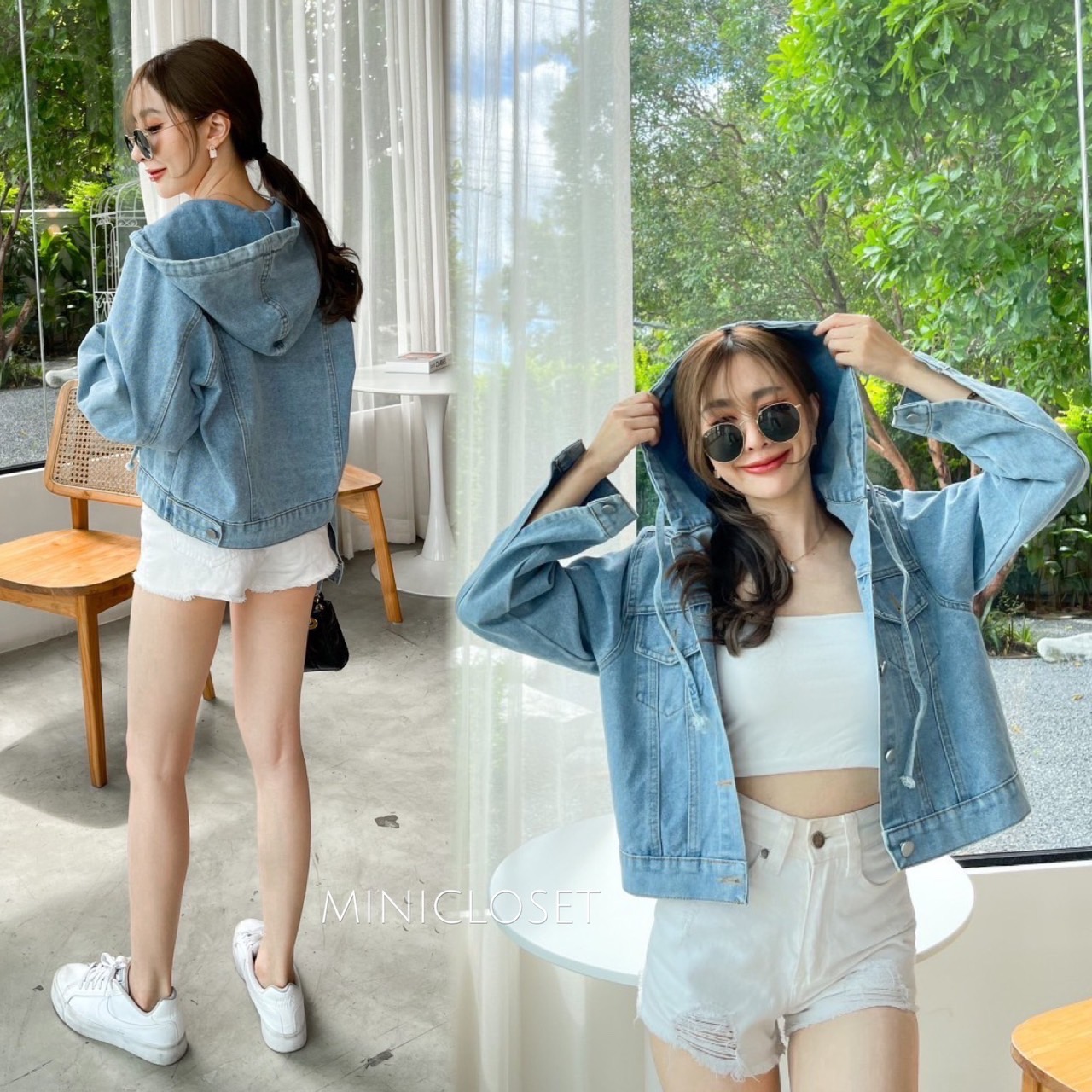 เสื้อยีนส์มีฮู้ด แจ็คเก็ตยีนส์ผู้หญิง