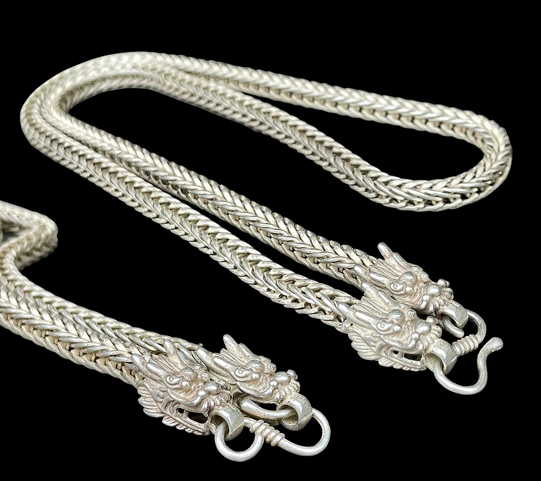 สร้อยเงินเก่า สร้อยคอเงิน หัวลายมังกร สร้อย