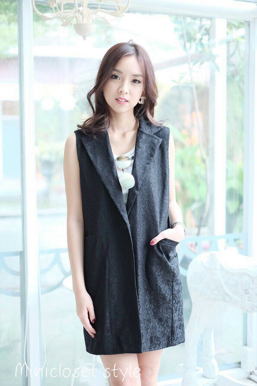 เสื้อคลุมแขนกุด เสื้อคลุมยาว เสื้อสูทผ้าลูกไม้