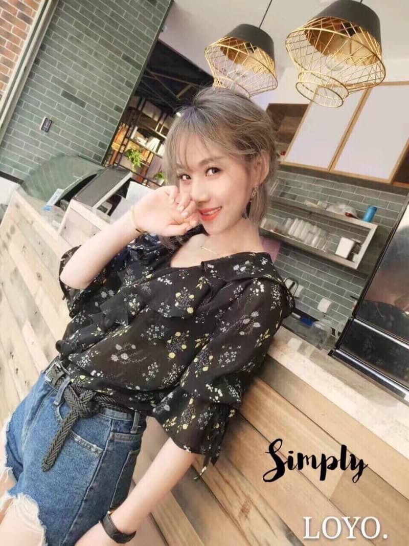 เสื้อชีฟองลายดอก คอระบาย ผ้าชีฟองเนื้อดีมว๊ากกก