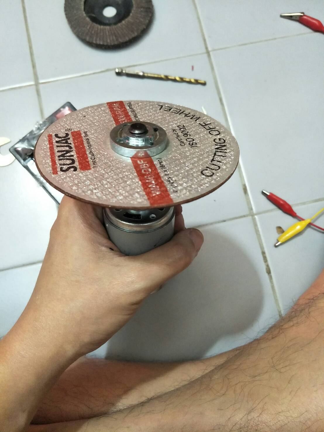 AD20 ชุดแปลงมอเตอ์ RS775 แกน 5 มิล เป็นเครื่องตัด ใส่ใบตัด 4 นิ้ว DIY