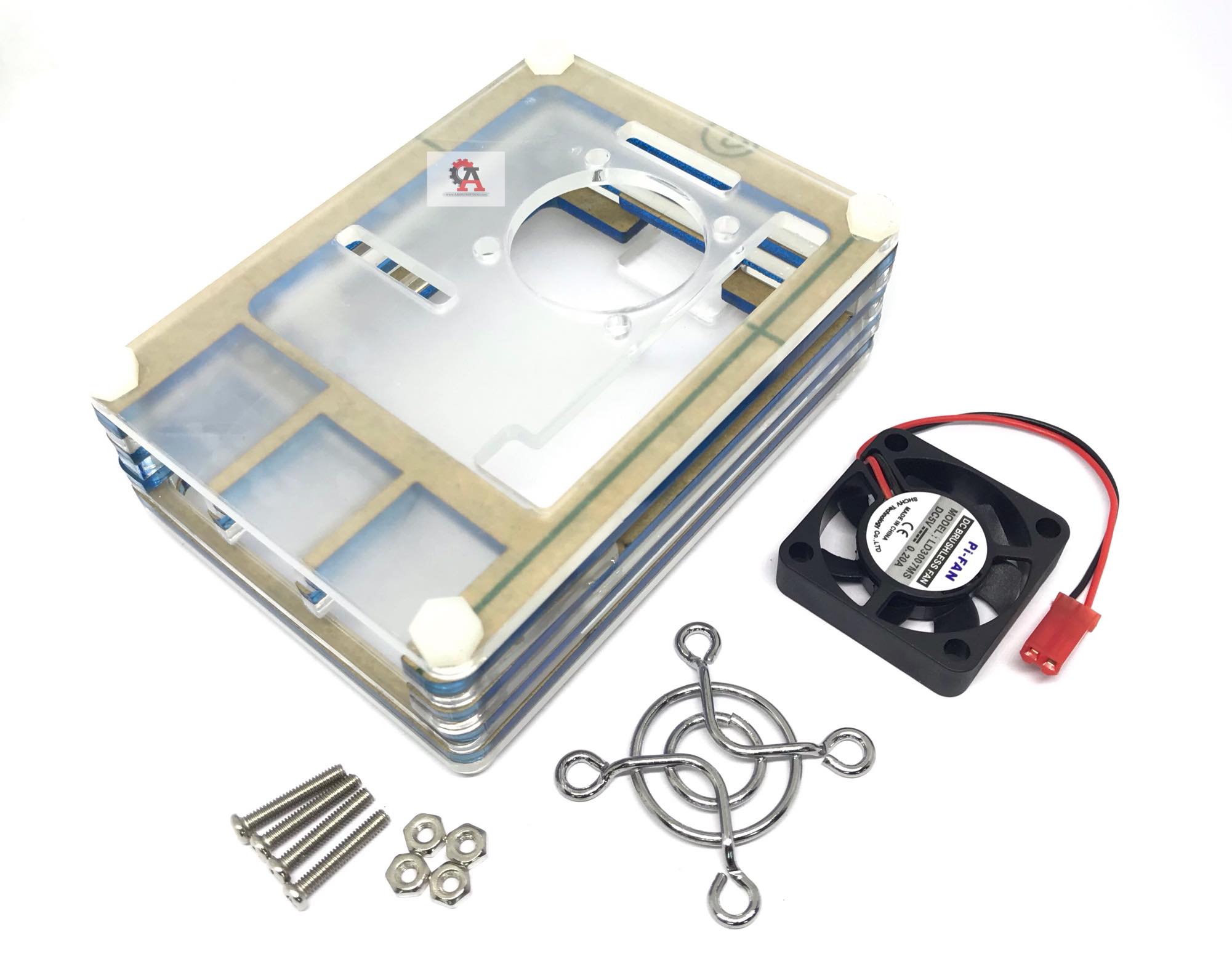 Raspberry pi 4 case + fan สีน้ำเงิน