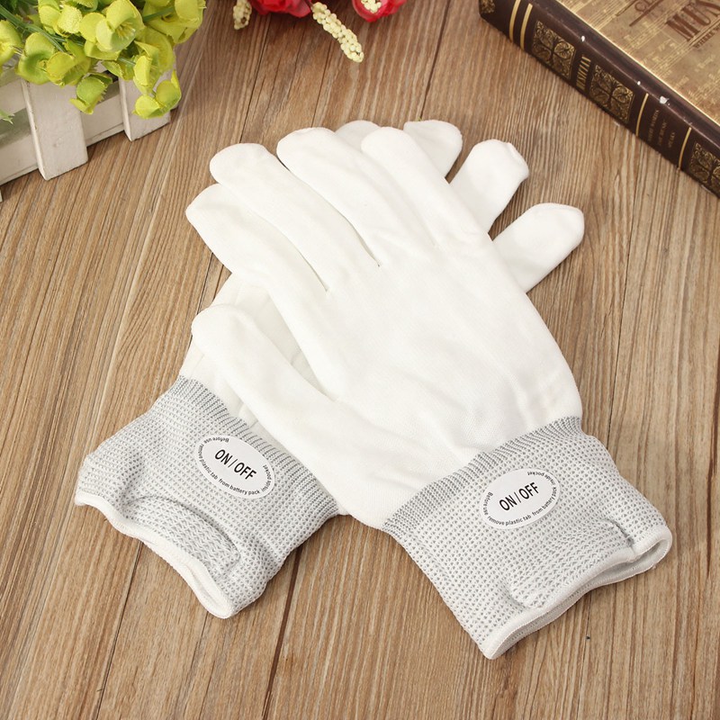 ถุงมือเรืองแสง ไฟกระพริบ 8 โหมด ถุงมือโครงกระดูก