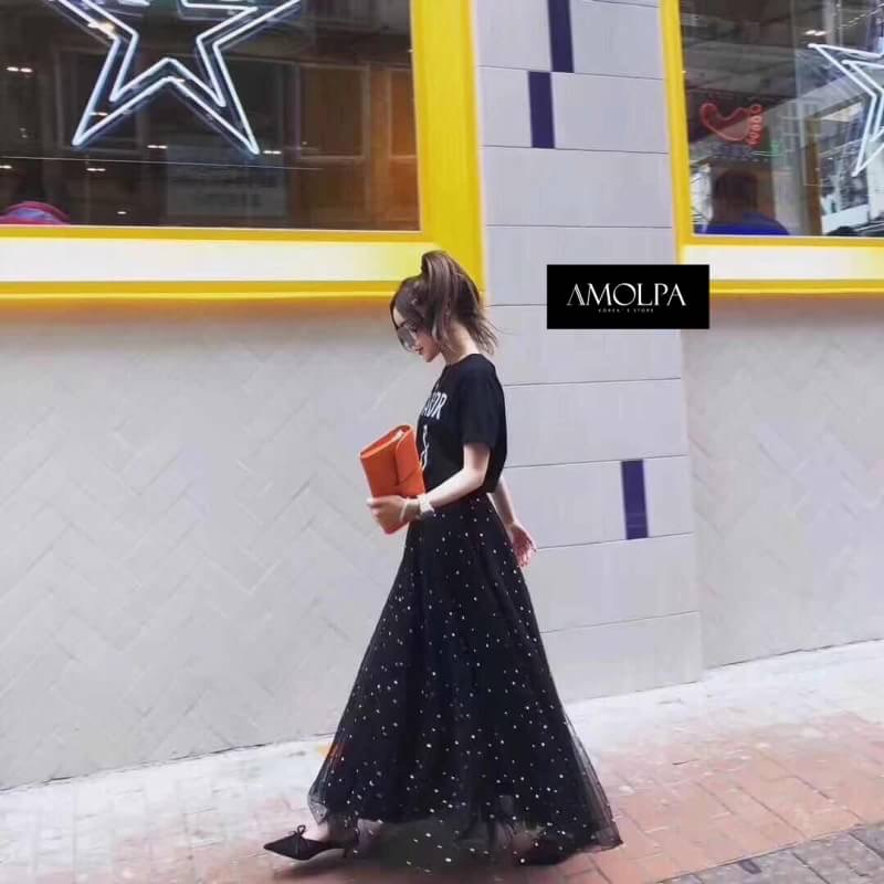 ชุดเซ็ทเสื้อยืดDior กระโปรงยาว