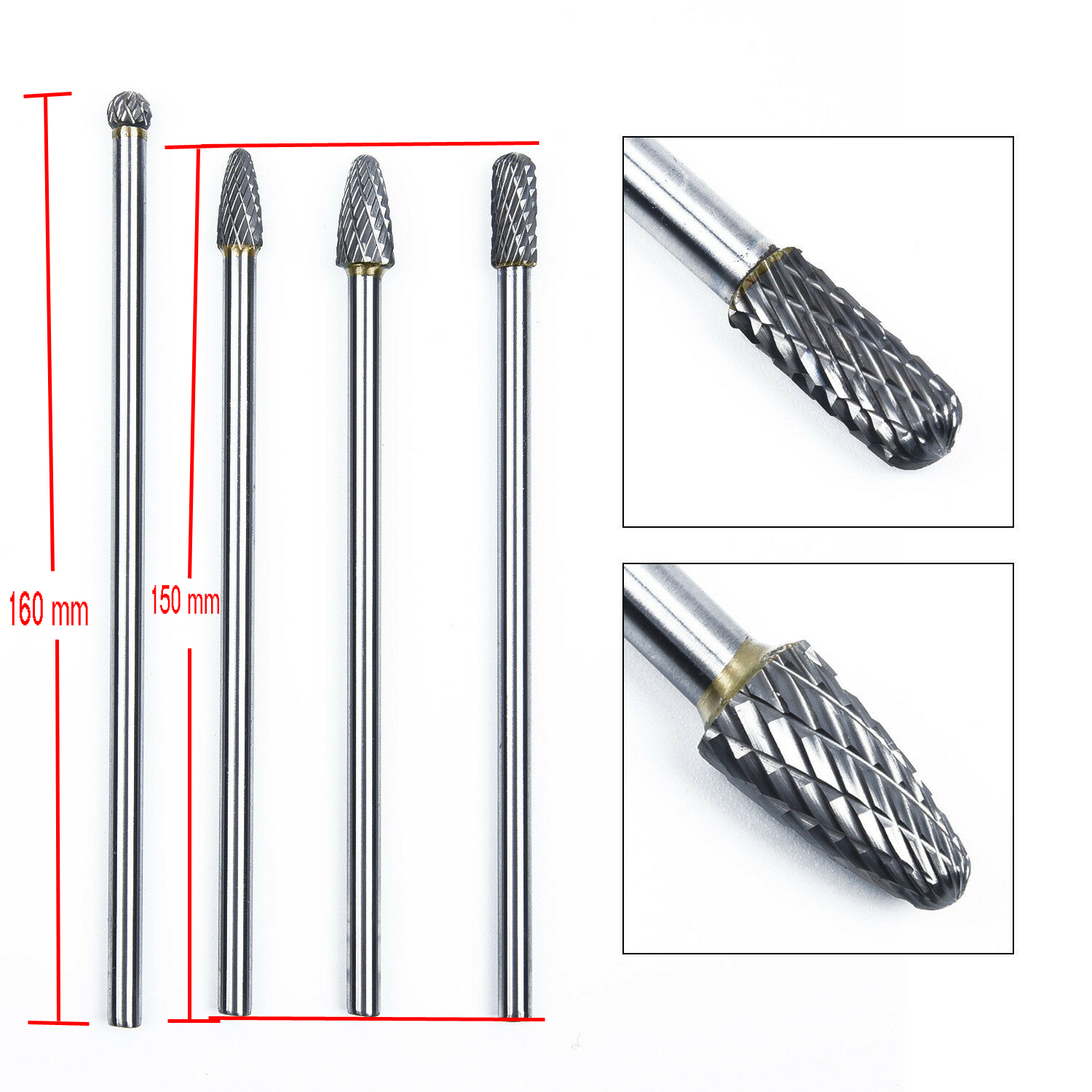 DS08 ชุดดอกเจียรคาร์ไบ 6 มิล แกนยาว สำหรับ เจียรฝาสูบ พอทไอดี หรือที่ลึกๆ ชด 4 ดอก