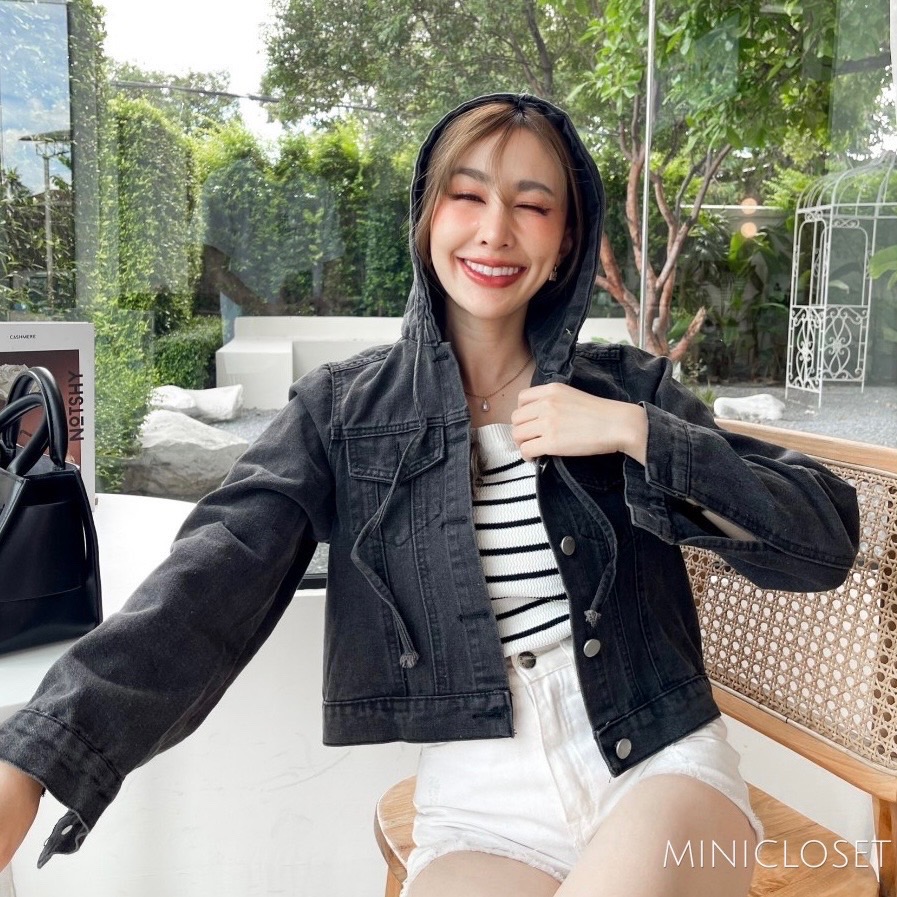 เสื้อยีนส์มีฮู้ด แจ็คเก็ตยีนส์ผู้หญิง